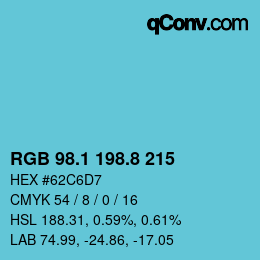 カラーコード: RGB 98.1 198.8 215 | qconv.com