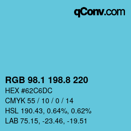 カラーコード: RGB 98.1 198.8 220 | qconv.com