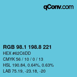 Farbcode: RGB 98.1 198.8 221 | qconv.com