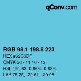 Color code: RGB 98.1 198.8 223 | qconv.com