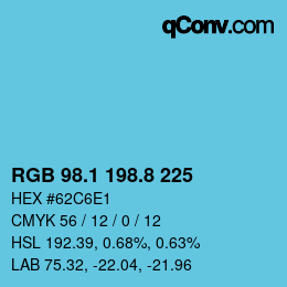 Color code: RGB 98.1 198.8 225 | qconv.com