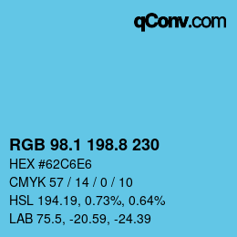 Color code: RGB 98.1 198.8 230 | qconv.com