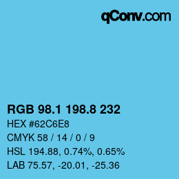 カラーコード: RGB 98.1 198.8 232 | qconv.com
