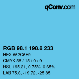 カラーコード: RGB 98.1 198.8 233 | qconv.com