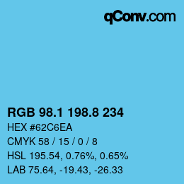 カラーコード: RGB 98.1 198.8 234 | qconv.com