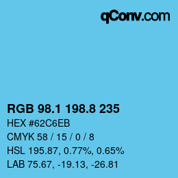 Color code: RGB 98.1 198.8 235 | qconv.com