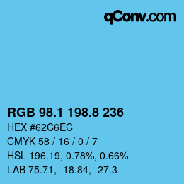 Farbcode: RGB 98.1 198.8 236 | qconv.com