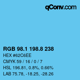 カラーコード: RGB 98.1 198.8 238 | qconv.com
