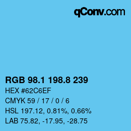 カラーコード: RGB 98.1 198.8 239 | qconv.com