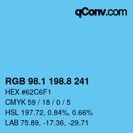 Código de color: RGB 98.1 198.8 241 | qconv.com