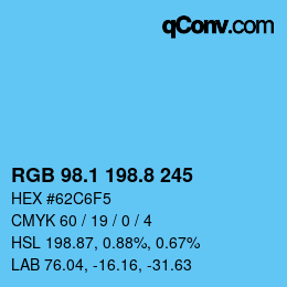 Farbcode: RGB 98.1 198.8 245 | qconv.com