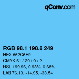 Color code: RGB 98.1 198.8 249 | qconv.com