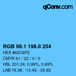 Color code: RGB 98.1 198.8 254 | qconv.com