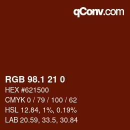 カラーコード: RGB 98.1 21 0 | qconv.com
