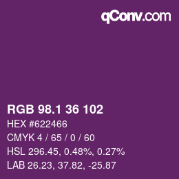 カラーコード: RGB 98.1 36 102 | qconv.com