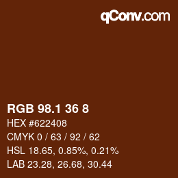 Color code: RGB 98.1 36 8 | qconv.com