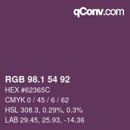 カラーコード: RGB 98.1 54 92 | qconv.com
