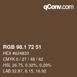 Color code: RGB 98.1 72 51 | qconv.com