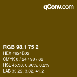 カラーコード: RGB 98.1 75 2 | qconv.com