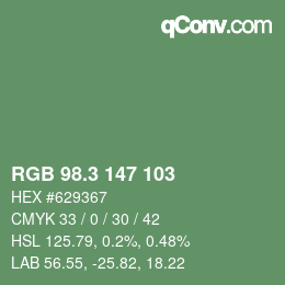 カラーコード: RGB 98.3 147 103 | qconv.com