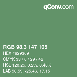 カラーコード: RGB 98.3 147 105 | qconv.com