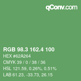 カラーコード: RGB 98.3 162.4 100 | qconv.com