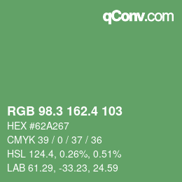 カラーコード: RGB 98.3 162.4 103 | qconv.com