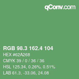 カラーコード: RGB 98.3 162.4 104 | qconv.com
