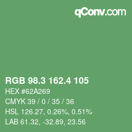 カラーコード: RGB 98.3 162.4 105 | qconv.com