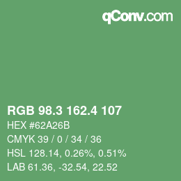 カラーコード: RGB 98.3 162.4 107 | qconv.com