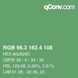 カラーコード: RGB 98.3 162.4 108 | qconv.com