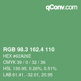 カラーコード: RGB 98.3 162.4 110 | qconv.com