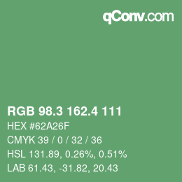 カラーコード: RGB 98.3 162.4 111 | qconv.com