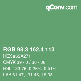 カラーコード: RGB 98.3 162.4 113 | qconv.com
