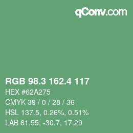 カラーコード: RGB 98.3 162.4 117 | qconv.com
