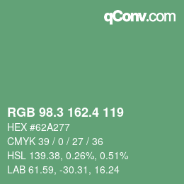カラーコード: RGB 98.3 162.4 119 | qconv.com