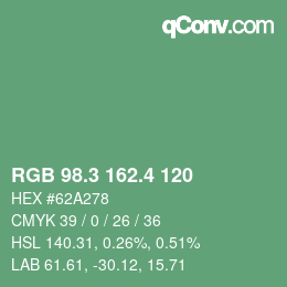 カラーコード: RGB 98.3 162.4 120 | qconv.com