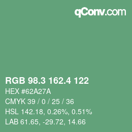 カラーコード: RGB 98.3 162.4 122 | qconv.com