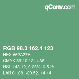 カラーコード: RGB 98.3 162.4 123 | qconv.com