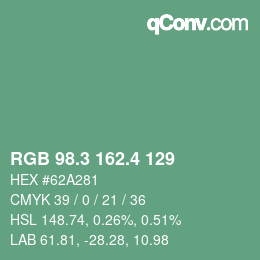 カラーコード: RGB 98.3 162.4 129 | qconv.com