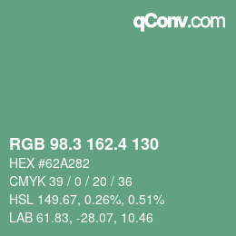 カラーコード: RGB 98.3 162.4 130 | qconv.com