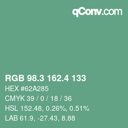 カラーコード: RGB 98.3 162.4 133 | qconv.com