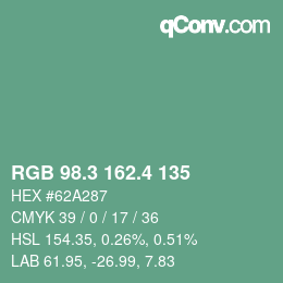 カラーコード: RGB 98.3 162.4 135 | qconv.com