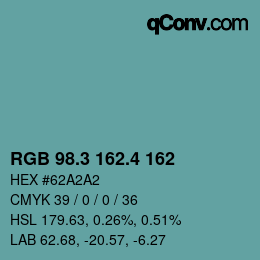 カラーコード: RGB 98.3 162.4 162 | qconv.com