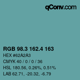 カラーコード: RGB 98.3 162.4 163 | qconv.com