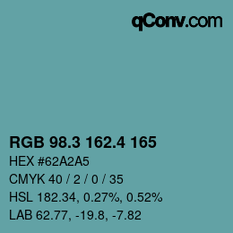 カラーコード: RGB 98.3 162.4 165 | qconv.com