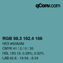 カラーコード: RGB 98.3 162.4 166 | qconv.com
