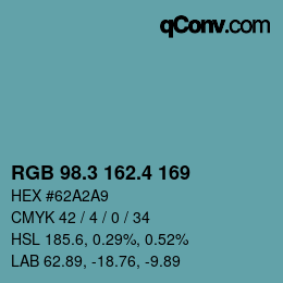 カラーコード: RGB 98.3 162.4 169 | qconv.com