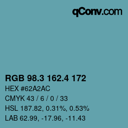 カラーコード: RGB 98.3 162.4 172 | qconv.com