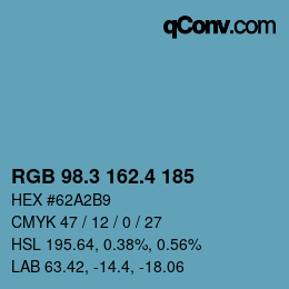 カラーコード: RGB 98.3 162.4 185 | qconv.com